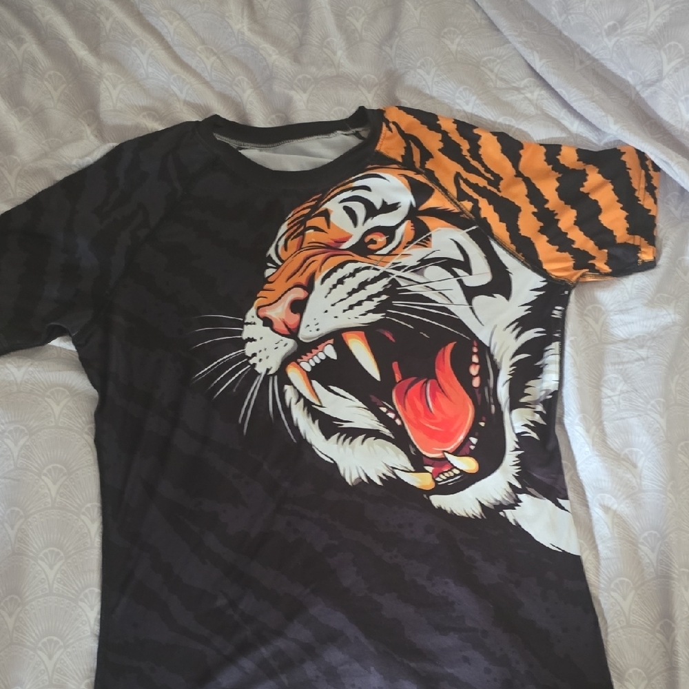 Bold Tiger Graphic Tee Black and Orange